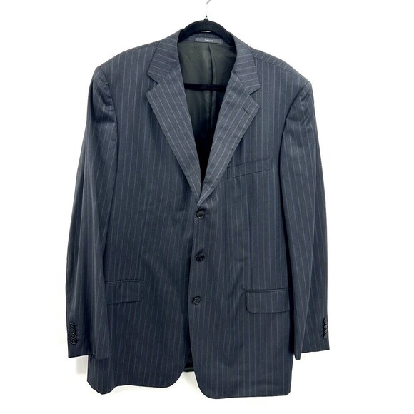 ERMENEGILDO ZEGNA Men's Wool Silk Gray Blue Striped Traveller Blazer Jacket 58R - Picture 1 of 11